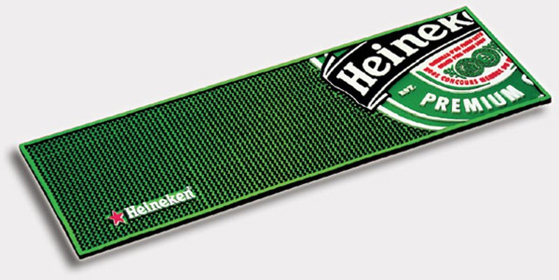 Nice Used Condition!! Heineken Logo Long Rail Rubber Bar Mat 