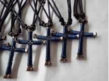 Wire Wrapped Horseshoe Nail Steel Cross Necklace for Men Women